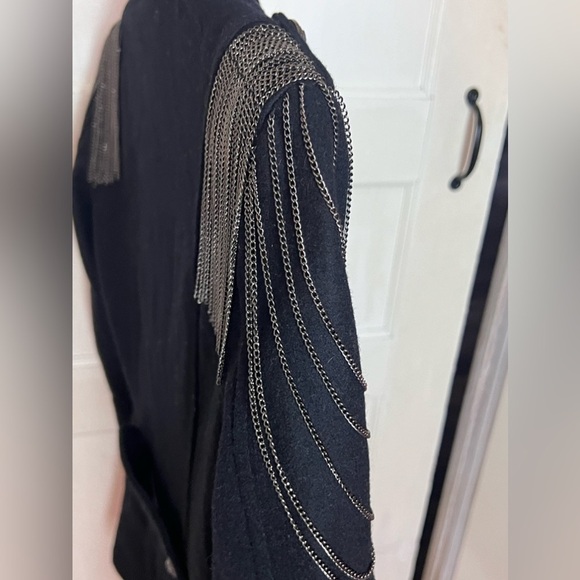 RARE ED HARDY WOOL BLEND MILITARY STEAMPUNK COAT NAVY XS EUC CHAIN EPAULETS - Picture 6 of 15